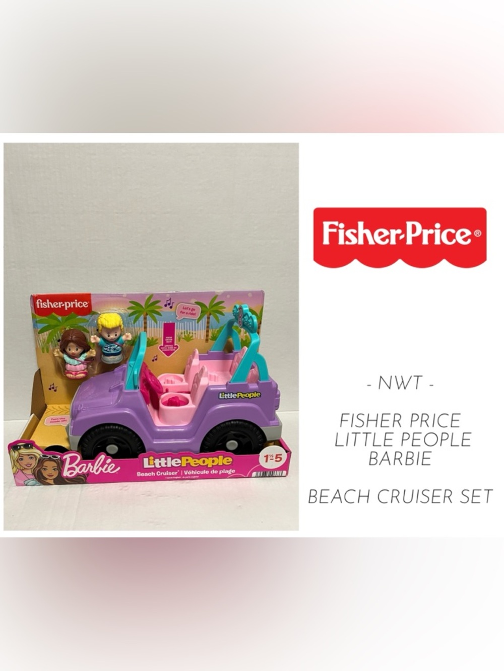 🆕FISHER PRICE - NWT - DISCONTINUED LITTLE PEOPLE BARBIE BEACH CRUISER PLAYSET